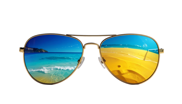 Beach reflected in aviator sunglasses (1)