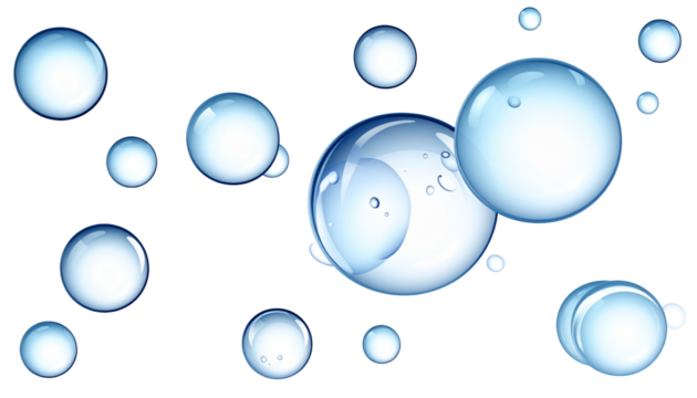 Water droplets floating on dark background