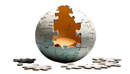 Jigsaw globe with pieces missing