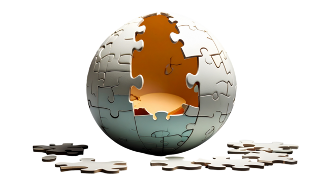 Jigsaw globe with pieces missing