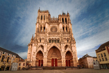 Amiens Cathedral and Historic Street View, France