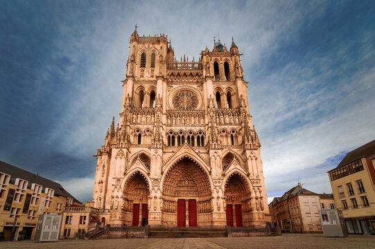 Amiens Cathedral and Historic Street View, France