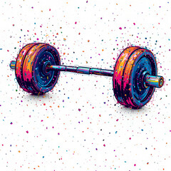 Vibrant Barbell Illustration Isolated on Transparent Background