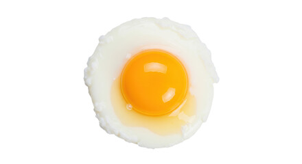 Perfectly poached egg isolated on transparent background, breakfast food with runny yolk and cooked egg white for healthy eating