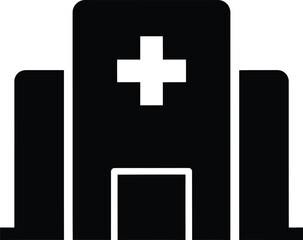 Obraz premium Simple silhouette icon of a modern hospital building