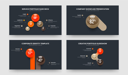 Simple Review 5 1 2 3 Option Diagram Slide Layout Bundle. Educational Visualization Five One Two Three Element Infographic Presentation Design Vector Illustration Set.