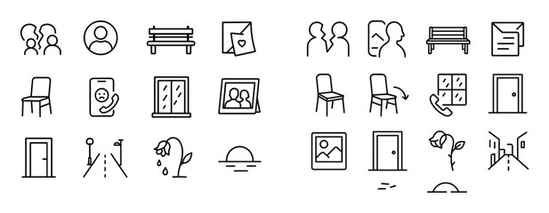 Fototapeta premium Minimalist Sadness Icon Set