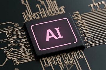 Insightful AI chip on a complex circuit board illustrating the intersection of technology and innovation showcasing future advancements in artificial intelligence systems