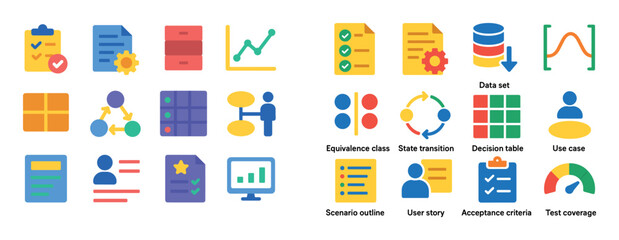 Colorful Testing Icons Grid