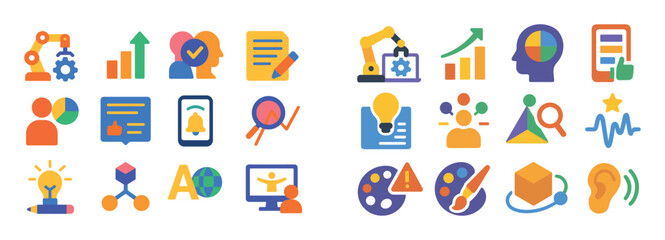 Fototapeta premium Colorful AI Icons Grid