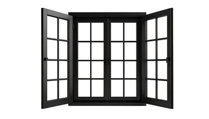 Dark wood window open to dark