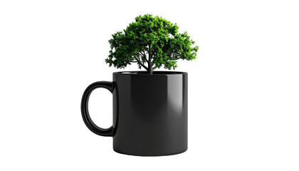 Tree grows from a mug. Dark. Simple