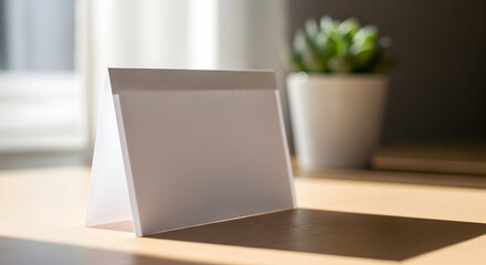 A Blank White Folded Card on a Desk, Ideal for a Resignation Letter or Important Message
