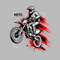 Extreme Sports Motocross Rider Action , vector illustration