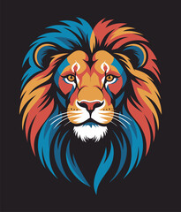 Vibrant Colorful Lion Head Illustration – Modern Vector Art.