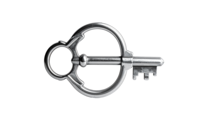 Ornate silver key on black