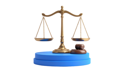 Gold balance scale & gavel
