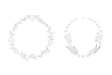 シンプルでエレガントなフラワーフレーム1　線画