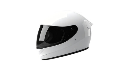 White, full-face moto racing helmet