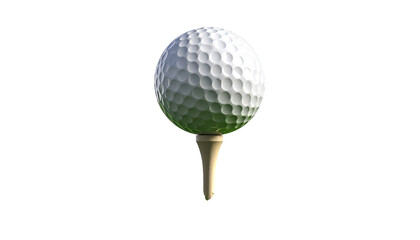 Golf ball on tee, isolated view