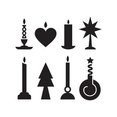Fototapeta premium A Set of candle silhouettes with varying shapes and sizes.