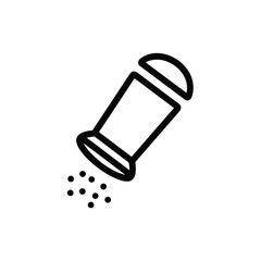 Simple line art icon of a salt shaker dispensing seasoning