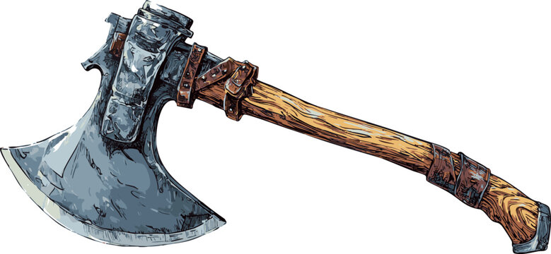 comic style illustration of battle axe