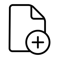 Document file outline icon. Add and plus