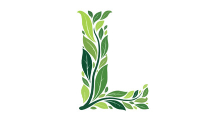 Fototapeta premium A flat vector abstract letter L with leaf patterns, symbolizing growth and sustainability