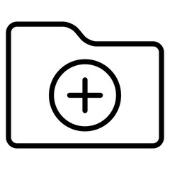 Folder outline icon. Add and plus