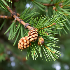 pine branch with cones, Pine cones, Strobili di Conifera. (Maritime pine, Pinus pinaster) State forest of Mount Limbara. Berchidda - Tempio Pausania. Sardinia. Italy..