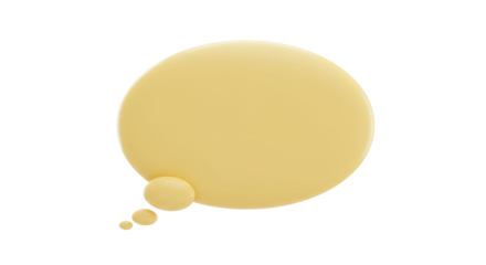 Yellow speech bubble PNG isolated on transparent background, 3D rendering thought balloon for communication and social media