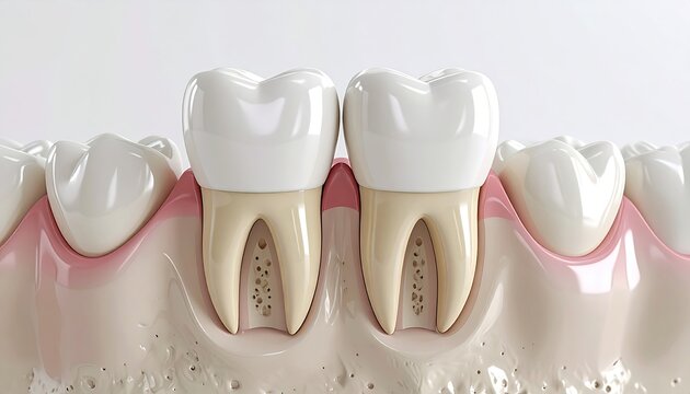 Tooth cross-section, gums, and jawbone detail