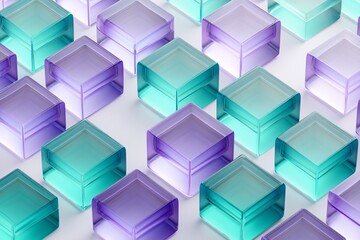 Obraz premium 3D isometric cubes overlapping, minimal color scheme, translucent layers, copyspace