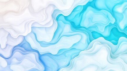 Obraz premium Colorful abstract background inspired by the ocean waves: A fluid and vibrant design with shades of blue, turquoise, and white blending seamlessly to mimic ocean waves, creating a refreshing feel with