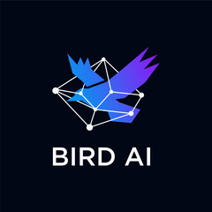Modern Geometric Bird AI Concept with Network Connection Illustration