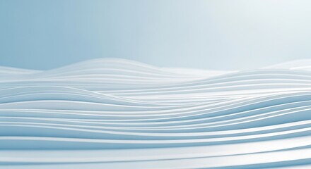 Abstract flowing lines create a gentle wavelike pattern on a soft blue gradient background, evoking a sense of calm and serenity