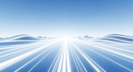 Abstract flowing lines of light create a sense of speed and futuristic motion on a blue background