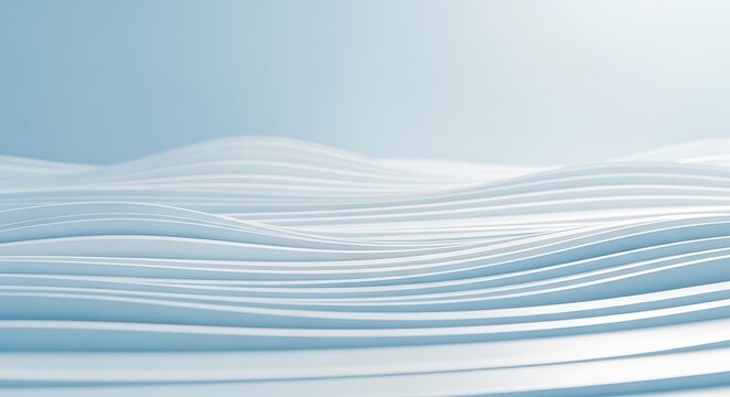Abstract flowing lines create a gentle wavelike pattern on a soft blue gradient background, evoking a sense of calm and serenity