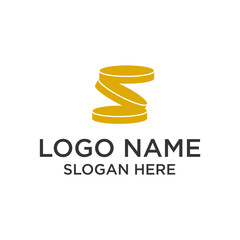 Minimalist Stacked Coin Currency Symbol Creative Business Logo Template
