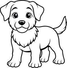 Fototapeta premium Adorable cartoon puppy outline simple line art drawing for kids and pet lovers vector