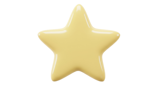 Shiny yellow star isolated PNG, cute cartoon star shape for decoration and design on transparent background