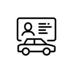 Car and driver identification card icon