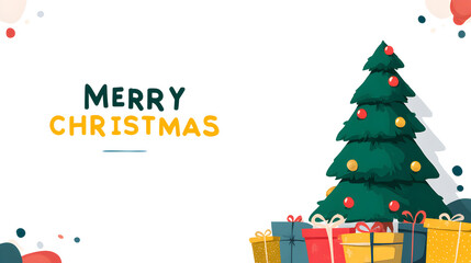 Naklejka premium Festive Christmas Tree Illustration with Colorful Ornaments banner background card 
