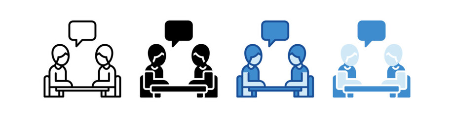Job Interview Multistyle Vector Icon Isolated On White Background