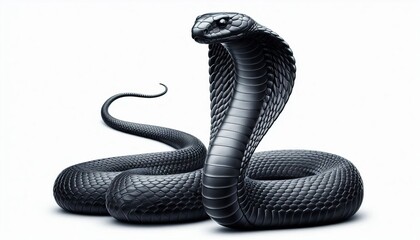 Siamese cobra (Naja kaouthia) This highly venomous cobra is a widespread species throughout South and Southeast Asia. On a white background.