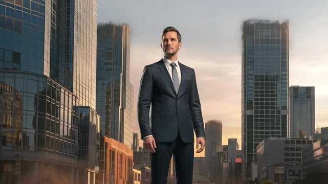 Darwin theory concept, evolution from ancient monkey in jungle to human successful businessman in modern city, timelapse. Transformation, progress and development