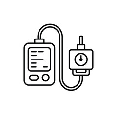 Medical infusion pump and iv bag icon line art