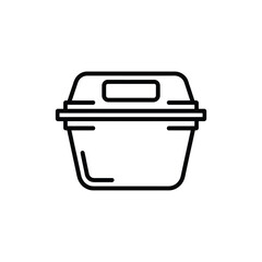Simple line art icon of a takeout food container