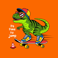 Dinosaur on a Skateboard,vector illustration